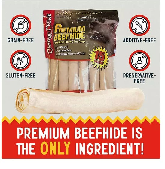 Canine Chews Premium All-Natural Beef Hide Canine Retrievers (15 ct.)