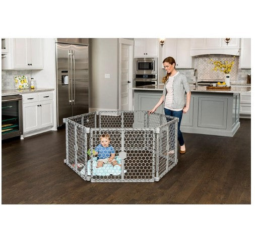 Regalo 2-in-1 Play Yard and Safety Gate, Gray