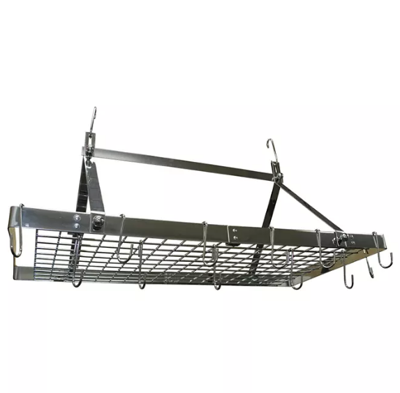 Range Kleen Rectangle Stainless Steel Hanging Pot Rack