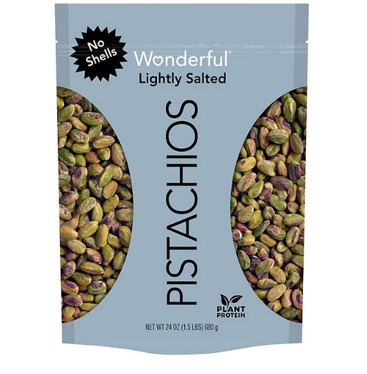 Wonderful Pistachios Roasted and Lightly Salted, No Shells (24 oz.)