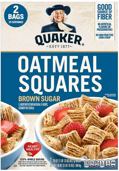 Quaker Oatmeal Squares, Brown Sugar (29 oz., 2 pk.)