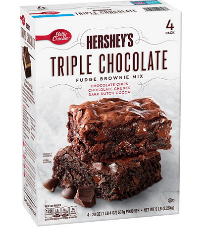 Betty Crocker Hershey’s Fudge Brownie Mix, Triple Chocolate (20 oz., 4 pk.)