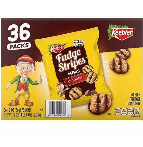 Keebler Mini Fudge Stripe Cookies 72 Ounce 36 Count Pouches in Carton