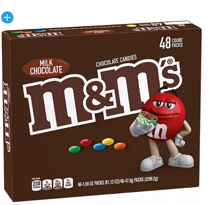 M&M'S Milk Chocolate Candy Full Size Bulk Pack (1.69 oz., 48 ct.)