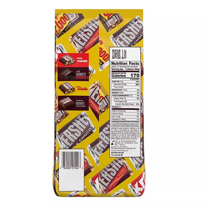 HERSHEY'S Miniatures Assorted Milk and Dark Chocolate Candy Bars, Individually Wrapped, Bulk Bag (56 oz., 180 Pieces)