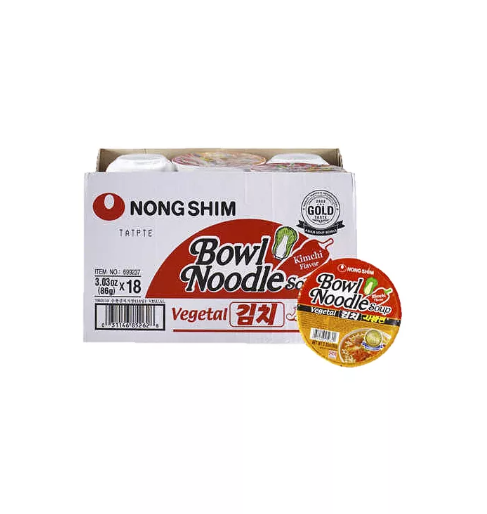 Nongshim Bowl Noodle Spicy Kimchi Ramyun Bowl (3.03 oz., 18 ct.)