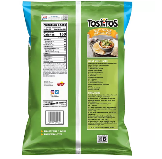 Tostitos Tortilla Chips Hint of Lime (17 oz.)