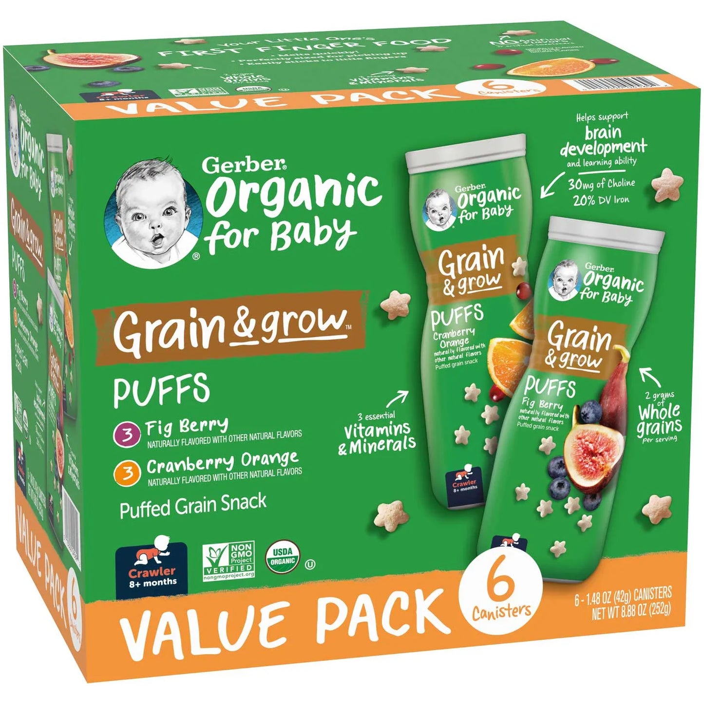 Gerber Organic Puffs, Variety Pack (1.48 oz., 6 pk.)