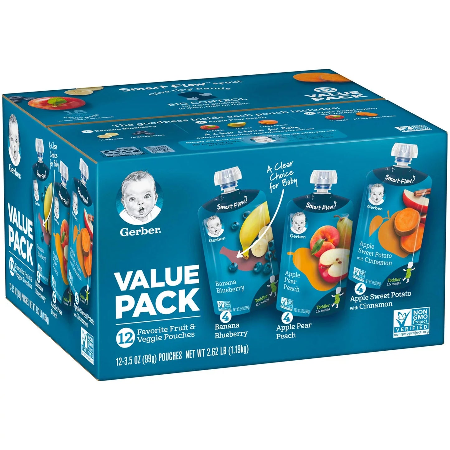 Gerber Toddler Pouch Variety Pack (3.5 oz., 12 ct.)