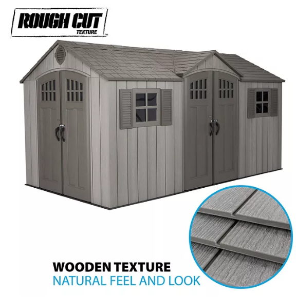 Lifetime 15' x 8' Rough Cut Outdoor Storage Shed (Dual Entry)