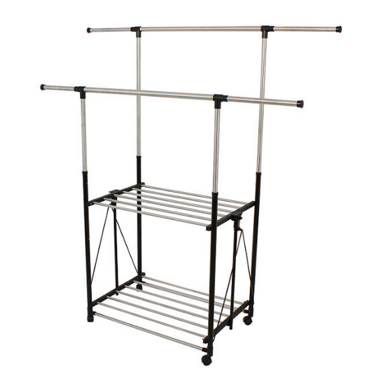 Greenway Stainless-Steel Collapsible Double-Bar Garment Rack