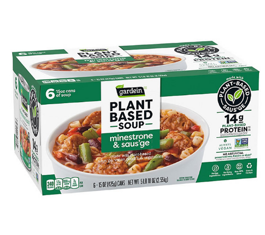 Gardein Plant Based Minestrone & Saus'ge Soup (15 oz., 6 pk.)