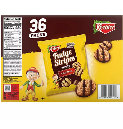 Keebler Mini Fudge Stripe Cookies 72 Ounce 36 Count Pouches in Carton