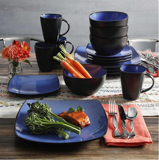 Gibson Home Soho Lounge 16-Piece Reactive Glaze Dinnerware Set (Assorted Colors)