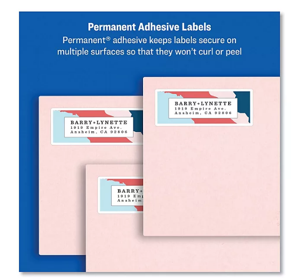 Avery Easy Peel Address Labels w/ Sure Feed Technology, Laser Printers, White, 100 Sheets/Box