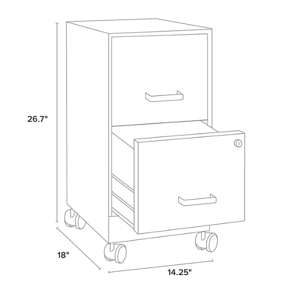 Hirsh 18" Deep 2-Drawer Mobile Letter Width Vertical File Cabinet (Assorted Colors)