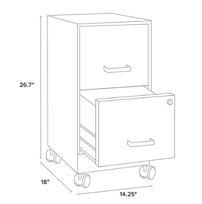 Hirsh 18" Deep 2-Drawer Mobile Letter Width Vertical File Cabinet (Assorted Colors)