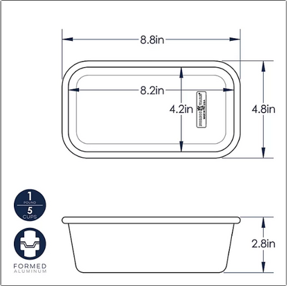 Nordic Ware Natural Aluminum 1lb Loaf Pan, 2 Pack