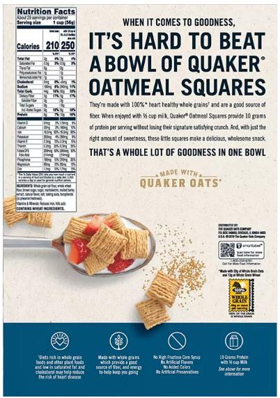 Quaker Oatmeal Squares, Brown Sugar (29 oz., 2 pk.)