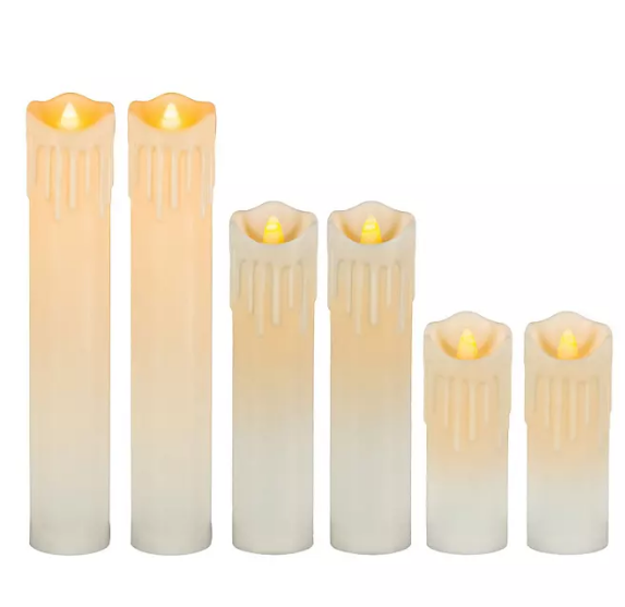 Set of 6 Pre-Lit Spooky Halloween Hanging Candles