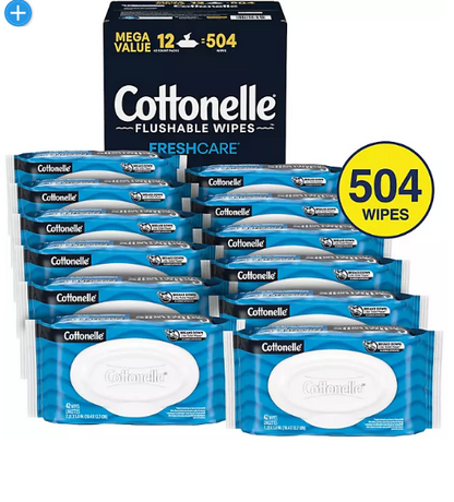 Cottonelle Flushable Wet Wipes, 12 Flip-Top Packs (42 wipes/pk., 12 pk.)