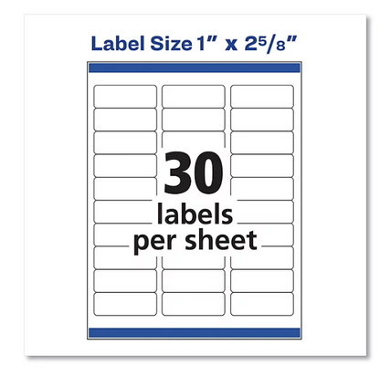 Avery Easy Peel Address Labels w/ Sure Feed Technology, Inkjet Printers, White, 25 Sheets/Pack