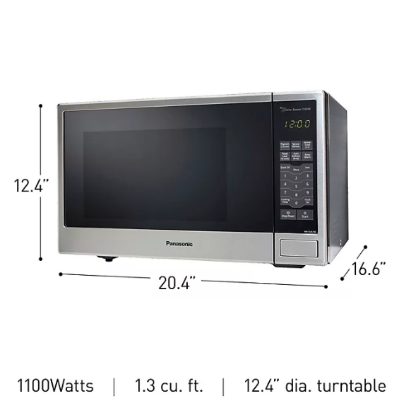 Panasonic Silver Countertop Microwave Oven, 1.3 cu. ft with Genius Sensor, 1100 Watts, NN-SU676S