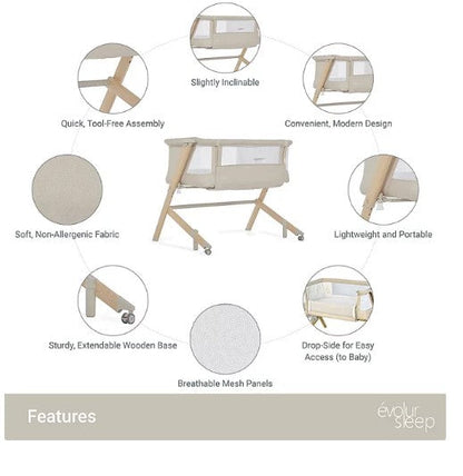 Evolur Stellar Bassinet and Bedside Sleeper (Choose Your Color)