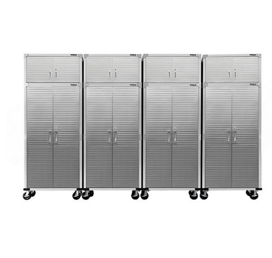 Seville Classics UltraHD 8-Piece Rolling Steel Garage Storage Cabinet With Stacker Set, 12 Feet Wide