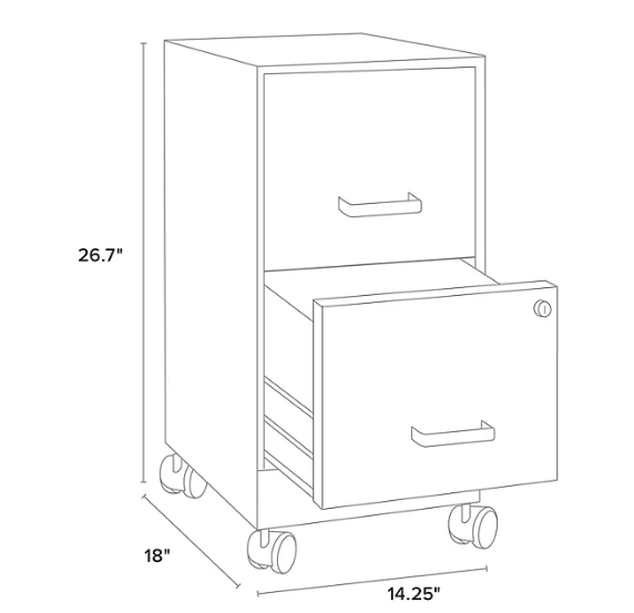 Hirsh 18" Deep 2-Drawer Mobile Letter Width Vertical File Cabinet (Assorted Colors)