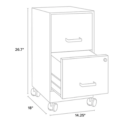 Hirsh 18" Deep 2-Drawer Mobile Letter Width Vertical File Cabinet (Assorted Colors)