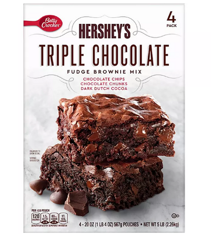 Betty Crocker Hershey’s Fudge Brownie Mix, Triple Chocolate (20 oz., 4 pk.)