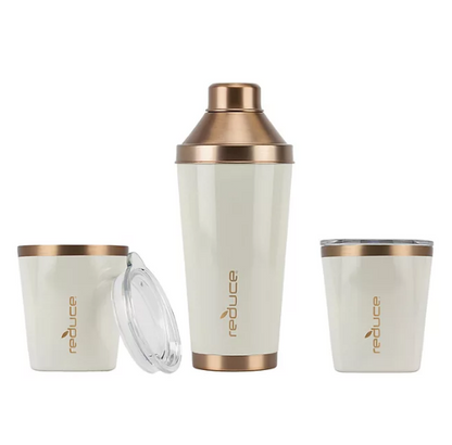 Reduce Cocktail 3-Piece Shaker Set with 10-oz. Lowball Tumblers (Assorted Colors)