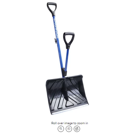 Snow Joe Shovelution Strain-Reducing Snow Shovel, 18-in Poly Blade