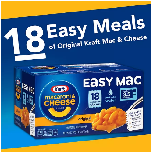 Kraft Easy Mac Original Flavor Single-Serve Pouches (36 pk.)