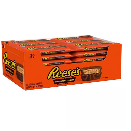 Reese's Milk Chocolate Full Size, Individually Wrapped, Gluten Free Peanut Butter Cups Candy Packs (1.5 oz., 36 ct.)