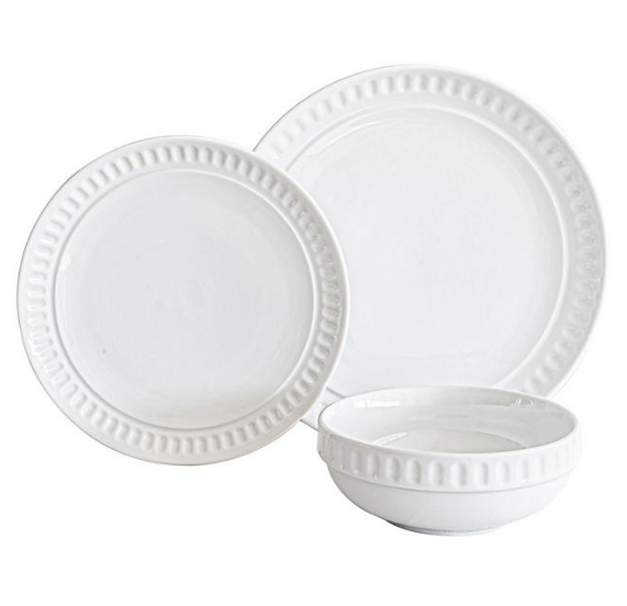 Overandback 24-Piece Embossed Dinnerware Set