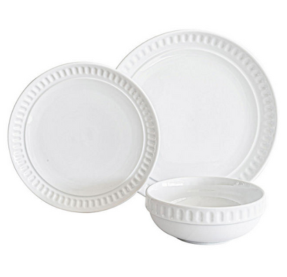 Overandback 24-Piece Embossed Dinnerware Set