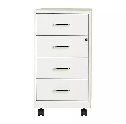 Hirsh 18" Deep 4-Drawer Metal Mobile Organizer, 4 Box Drawers, White