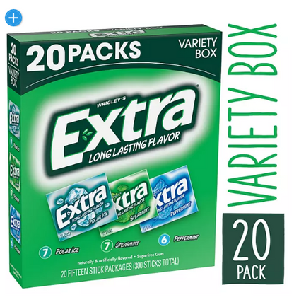 Extra Mint Sugar Free Chewing Gum Bulk Variety Pack (15 pc., 20 pk.)