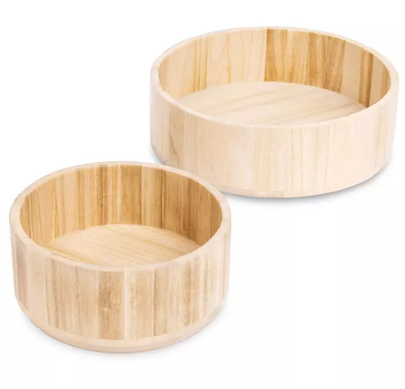 Smart Design Set of 2 Paulownia Wood Turntable Organizers 9" & 12"