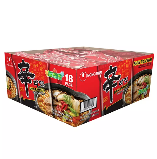 Nongshim Shin Ramyun Spicy Beef Ramen Noodle Soup (4.02 oz., 18 ct.)