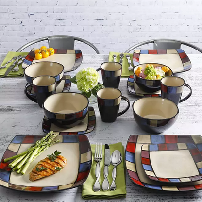 Gibson Home Soho Lounge 16-Piece Reactive Glaze Dinnerware Set (Assorted Colors)