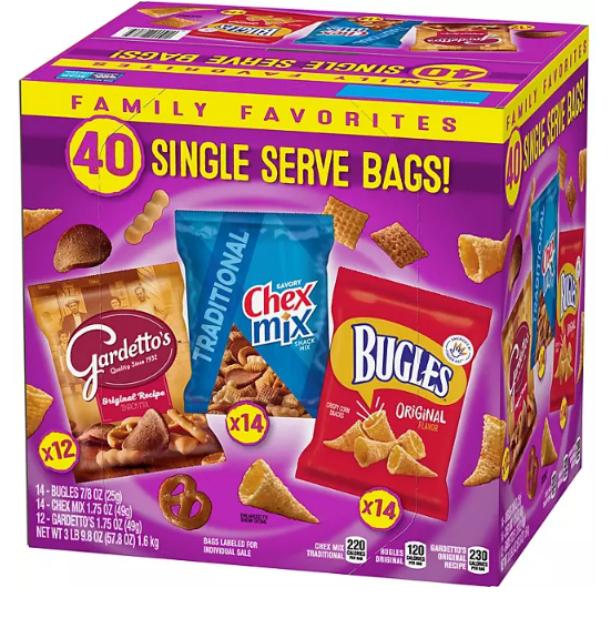 Bugles, ChexMix and Gardetto Variety Pack Snack Mix (40 ct.)