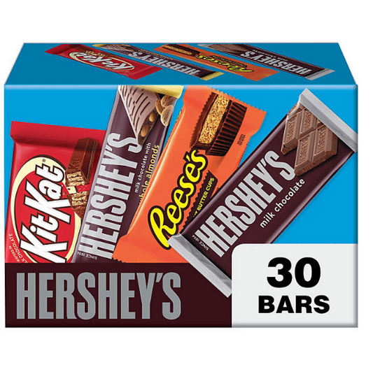 Hershey's, Kit Kat and Reese's Assorted Milk Chocolate Full Size, Fundraise, Individually Wrapped Candy Bars Bulk Variety Pack (45 oz., 30 ct.)