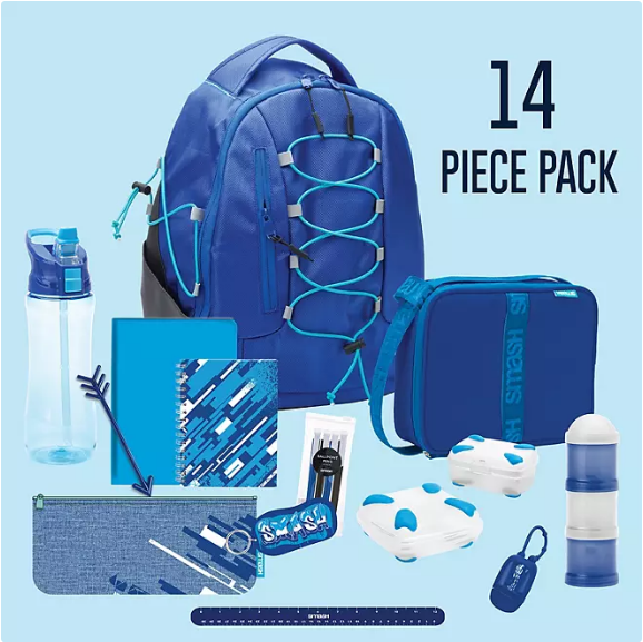 Bungee Backpack School and Lunch Set, 14 Piece (Assorted Colors)