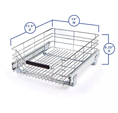 Seville Classics Steel Shelf & Cabinet Sliding Drawer Organizer, 14"W x 17.5"D x 6.25"H