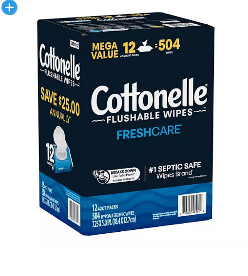 Cottonelle Flushable Wet Wipes, 12 Flip-Top Packs (42 wipes/pk., 12 pk.)