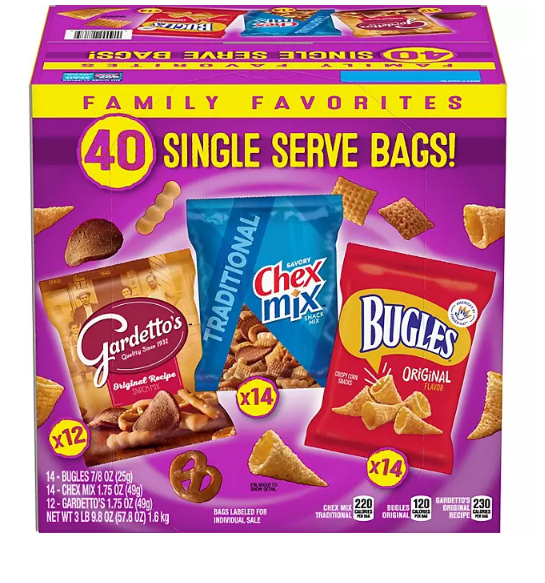 Bugles, ChexMix and Gardetto Variety Pack Snack Mix (40 ct.)