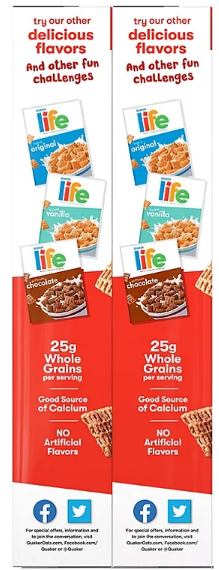 Quaker Life Multi-Grain Cereal, Cinnamon (42.6 oz., 2 pk.)